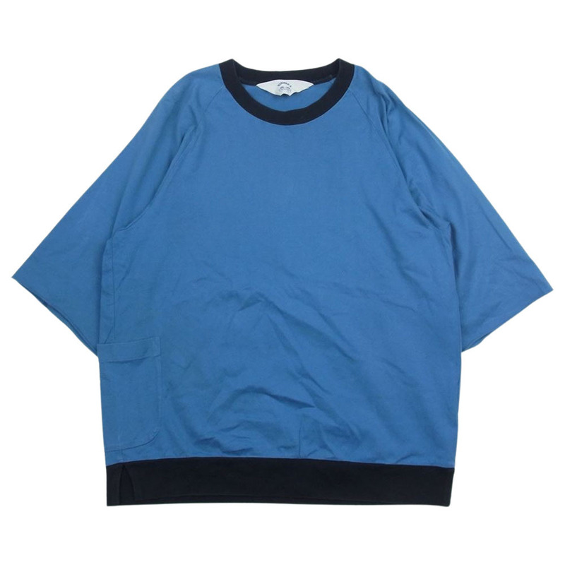SUNSEA サンシー タチキリ 裾ポケット クルーネック 半袖 Tシャツ ブルー系 3【中古】