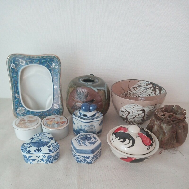 陶器製品　10点セット 日本陶器　海外陶器　青花磁染付　和食器　壺　小物入れ　まとめて