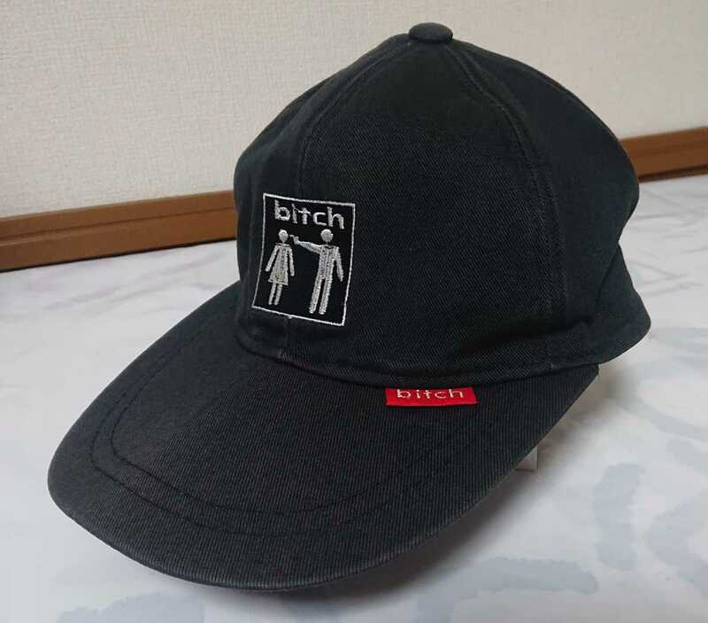 bitch skateboards 90s vintage cap ビンテージ キャップ ビッチ スケートボーダーズ 帽子 BITCH 発禁 レア GIRL 当時物 黒 中古