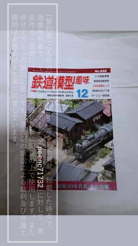 鉄道模型趣味 2013-12 No.858機芸出版社/TMS ２０１３年１２月/８５８号 2013年12月/２０１３-１２ O:大動輪蒸機【コレクション放出品】1冊