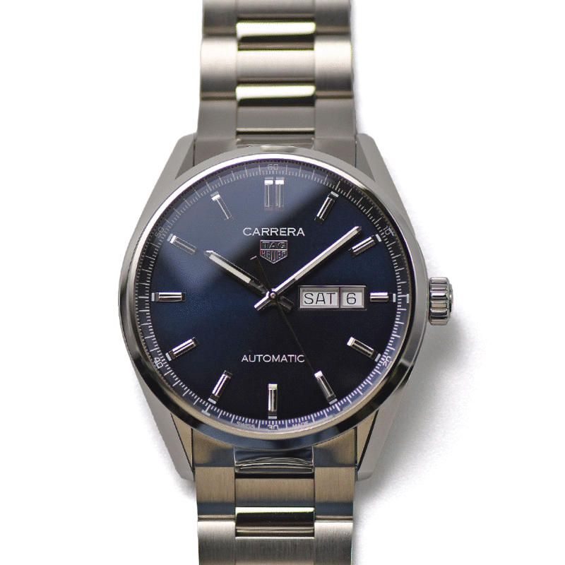 タグホイヤー TAG HEUER カレラ キャリバー5 デイデイト WBN2012.BA0640 自動巻 ブルー 青文字盤 メンズ 紳士用 男性用 腕時計 新品同様