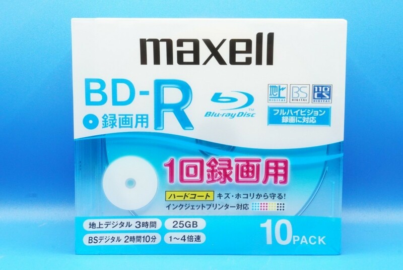 1回録画用ブルーレイディスク BD-R マクセル maxell 25GB 180分 4倍速 10枚パック BR25VPLWPB10SKS 1セット 未使用,未開封品