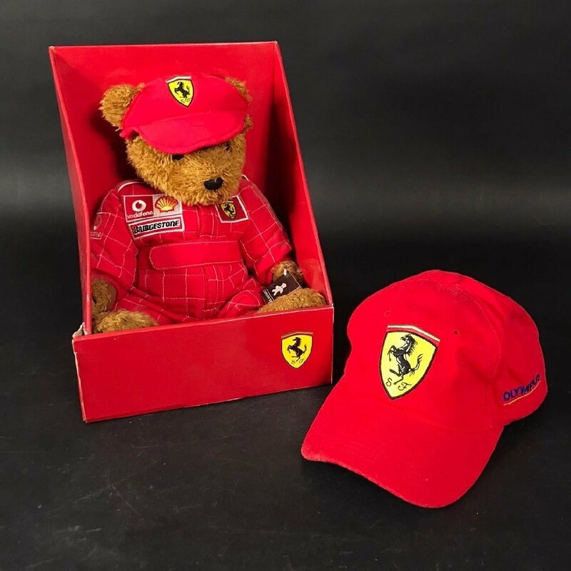 ER0123-2-3 フェラーリ テディーベア Ferrari まとめ ぬいぐるみ 帽子 キャップ 人形 くま グッズ コレクション 人形全長28cm 100サイズ