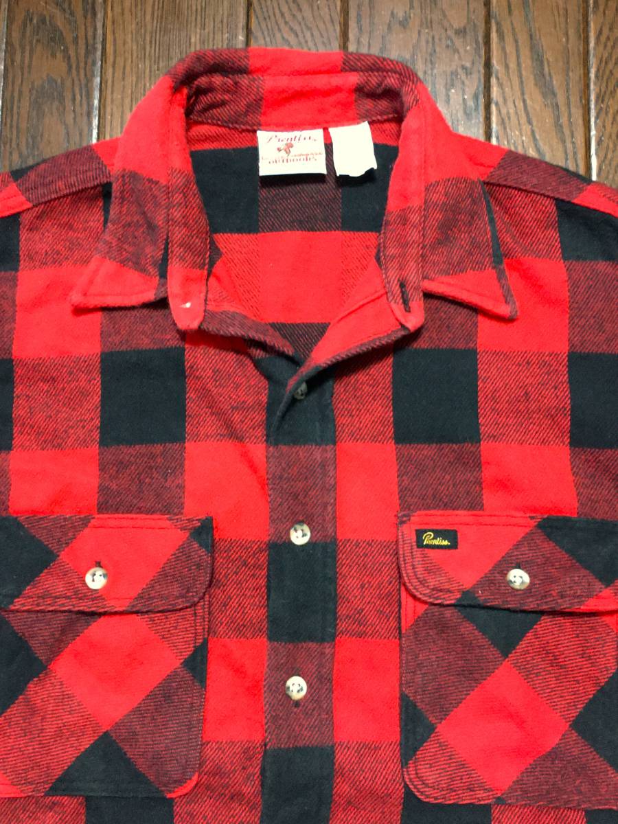 ＵＳＡ製 90s ビンテージ プレンティス Prentiss ブロックチェック ネルシャツ Ｌ 赤 黒 レッド ブラック バッファローチェック アメリカ製