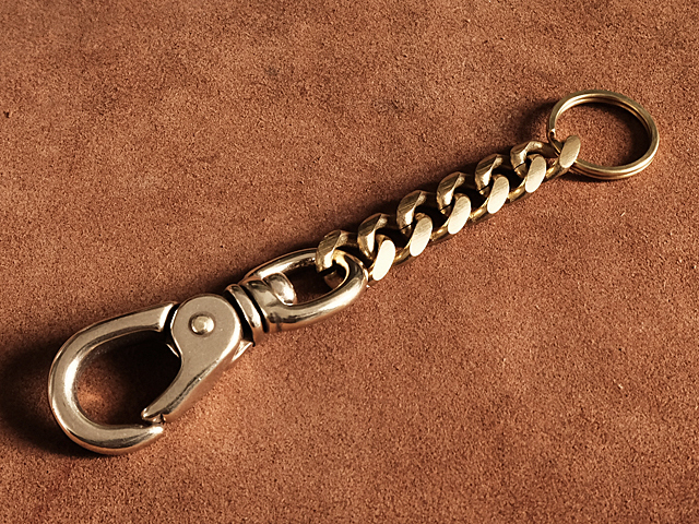 真鍮 喜平チェーン＋ナスカン キーホルダー（押しナスカン） ブラス ベルトループ brass 鎖 キーリング ウォレットチェーン