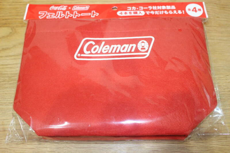 ☆値下げ☆■■CocaColaコカ・コーラ×Colemanコールマン■■新品フェルトトート（レッド）☆トートバッグ温かみ