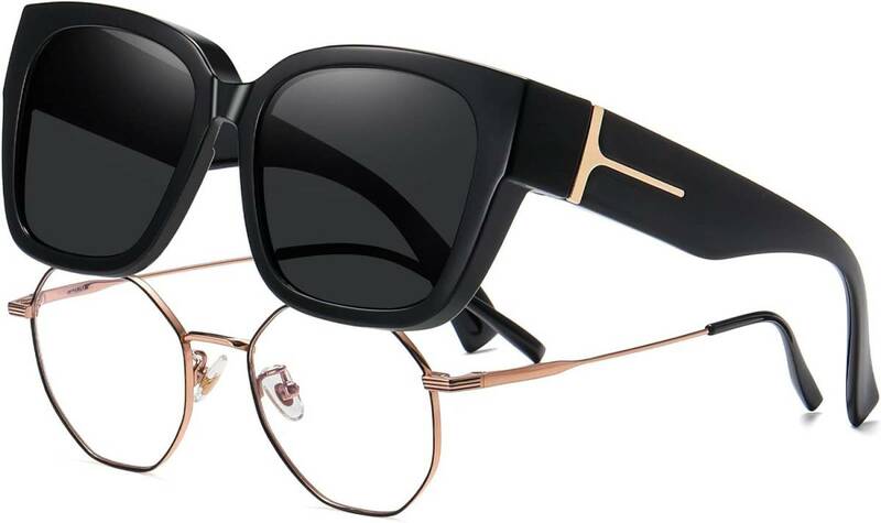 [KANASTAL] オーバーサングラス メガネの上から掛けられる 偏光 UV400 紫外線カット 運転用 釣り スポーツ メンズ