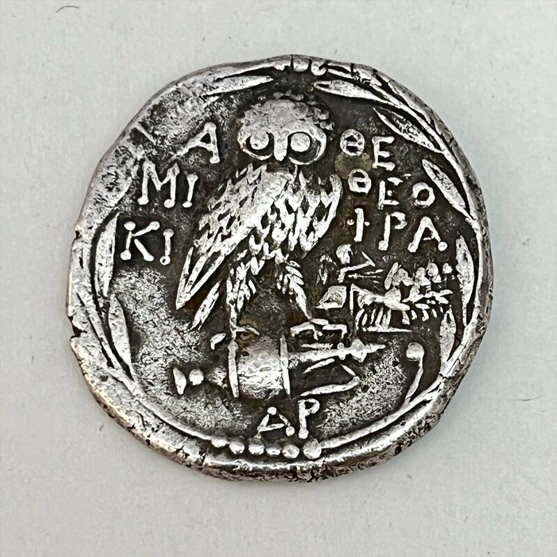 ◆ ドラクマ銀貨 古代ギリシャ銀貨 アテナ フクロウ 直径30㎜ 重さ16.9g ◆