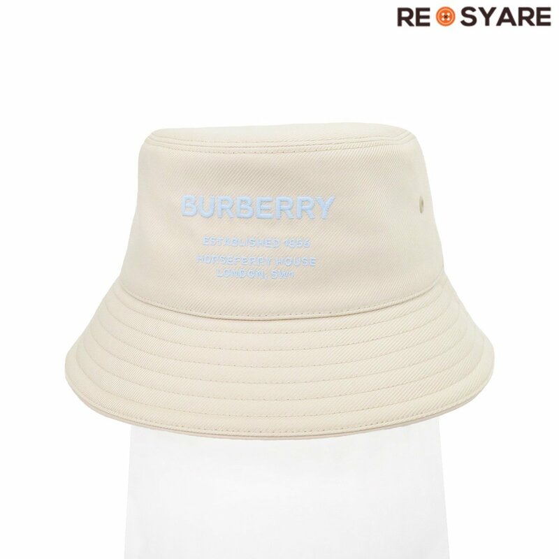 極美品 BURBERRY バーバリー 8056855 ロゴ エンブロイダリー バケット ハット 帽子 キャップ 46100
