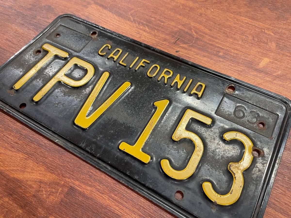 USナンバー　ヴィンテージ　USA　CALIFORNIA　　ブラックナンバー　1963
