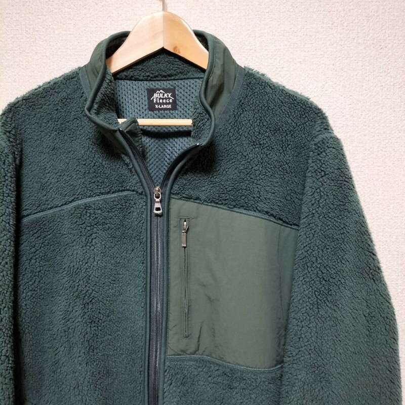 美品★00s OLD UNIQLO BULKY Fleece バルキー ボア フリース ジャケット メンズ サイズXL グリーン オールド ユニクロ y2k 希少 古着 USED