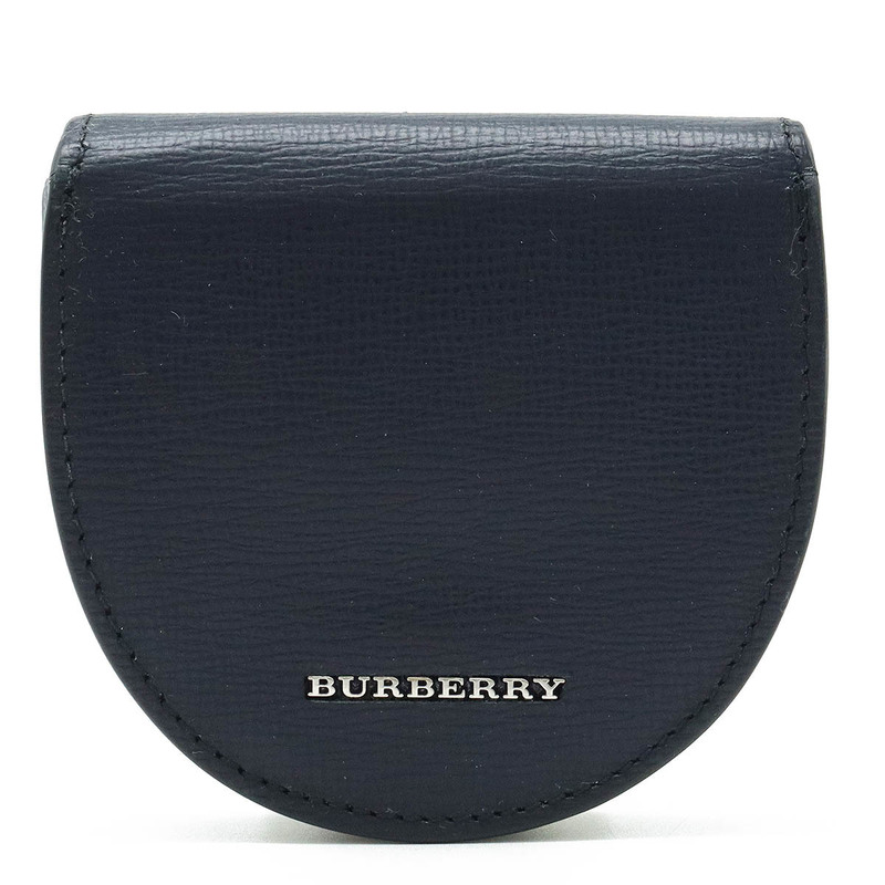 BURBERRY バーバリー ロゴ コインケース 小銭入れ コインパース 馬蹄型 レザー ネイビー 紺