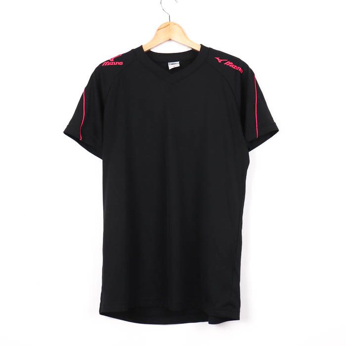 ミズノ 半袖Tシャツ Vネック メッシュ ロゴ トップス スポーツウエア 大きいサイズ メンズ XLサイズ ブラック Mizuno