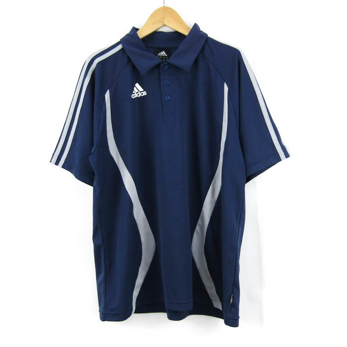 アディダス ポロシャツ 半袖 メッシュ 大きいサイズ スポーツウエア トップス メンズ XOサイズ ネイビー adidas