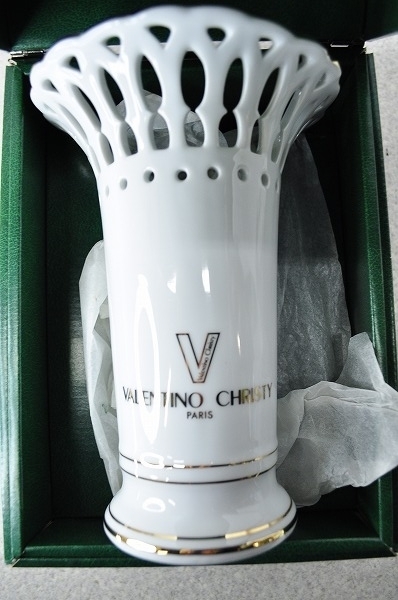 未使用■長期保管品 VALENTINO CHRISTY PATIS フラワーベース 花器 花瓶 花びん 陶器 ヴァレンチノ クリスティ エコール VC2003