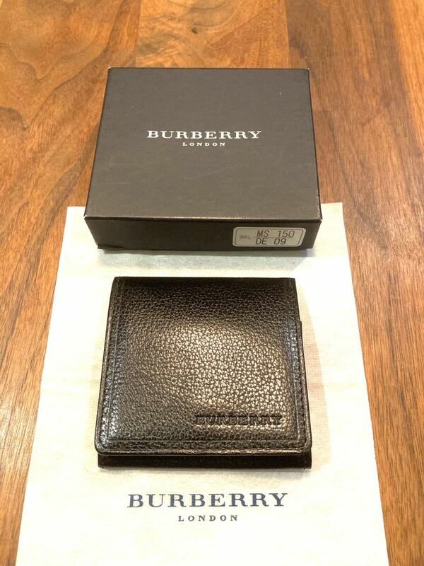 ◆ 未使用品 ◆ BURBERRY バーバリー ブラックレザー コインケース 財布 小銭入れ ノバチェック 黒