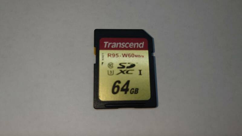 ★中古品・フォーマット済★Transcend SDXC UHS-1 クラス3 メモリーカード 64GB★数量：1枚