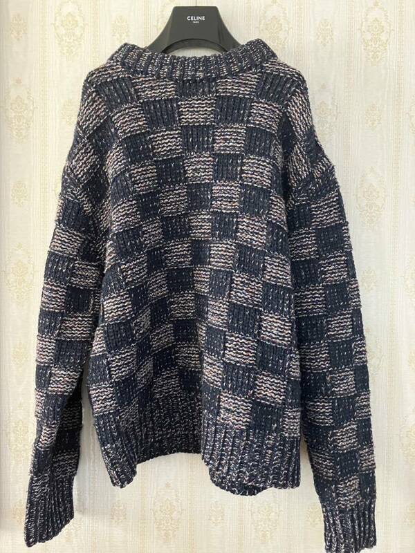 MARNI マルニ（メンズ）イタリア製19AW オーバーサイズ ニット チェッククルーネックセーター 美品サイズ48