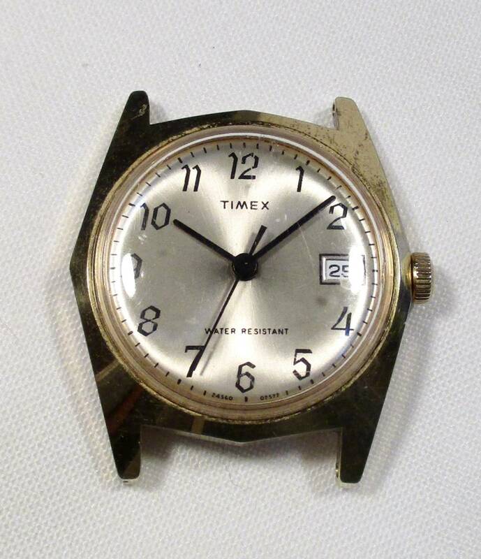 ★TIMEX 金張　紳士用腕時計　1960年頃　暦付　スイス製