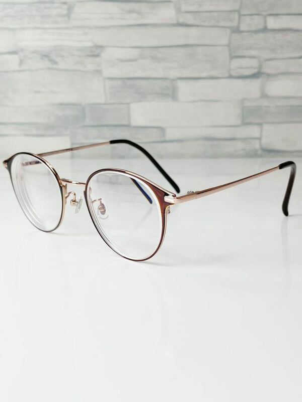 極美品 Zoff CLASSIC ZK192001-43E1 ゾフ ボストン型 ブラウン 眼鏡 良品