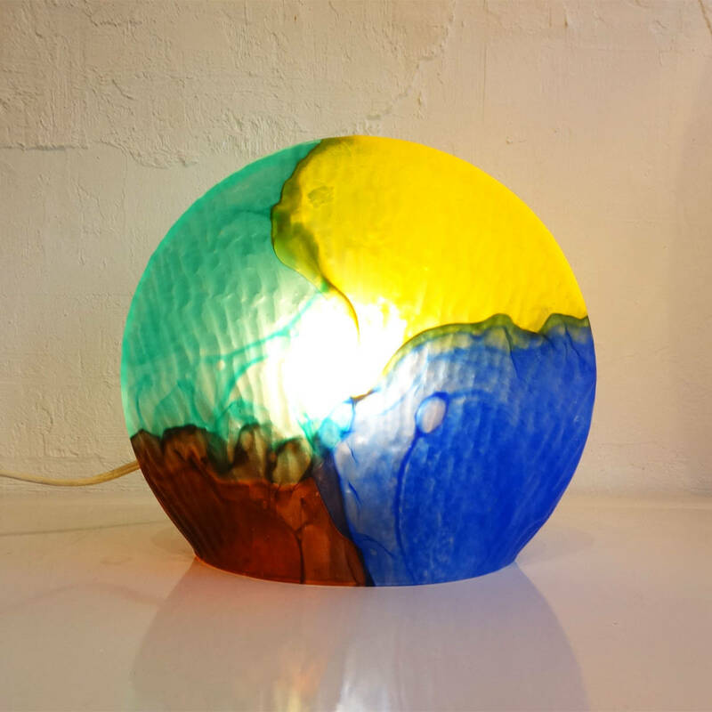 ★90s Colorful glass design table lamp