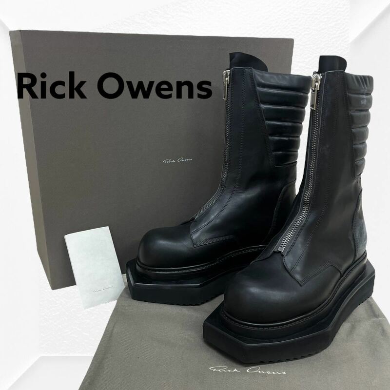 新品未使用 箱保存袋付き Rick Owens リックオウエンス MOTO CYCLOPS モト サイクロプス センタージップ レザー 厚底 ブーツ メンズ