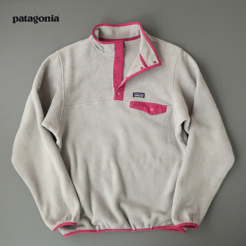 patagonia SYNCHILLA スナップ-T プルオーバーフリースジャケット　グレー×ピンク M程