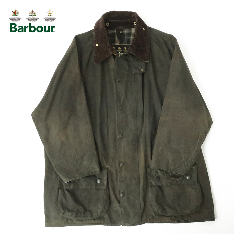 90sイングランド製 3ワラント初期 Barbour BEAUFORT オイルドジャケット オリーブ C48　1993年 ビューフォート