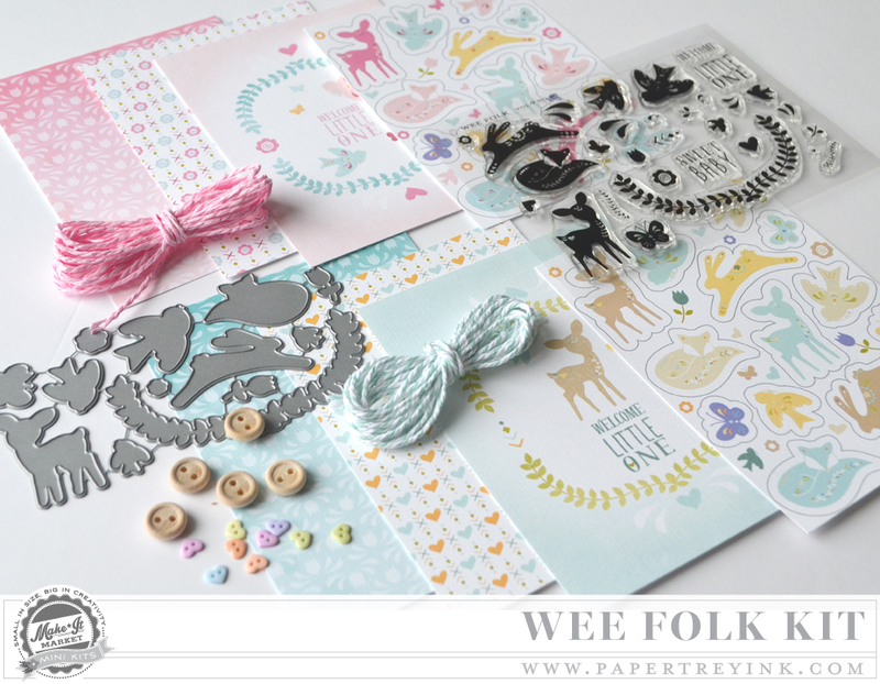 新品☆Papertrey Ink PTI ペーパートレイインク Mini Kit スタンプ・カッティングダイ・ペーパー・エンベリ入りミニキット WEE FOLK