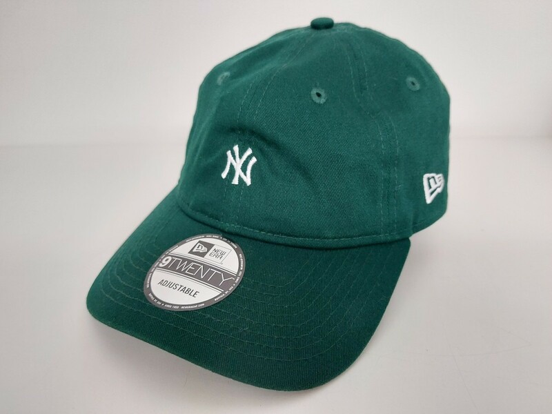 12179　NEW ERA 9TWENTY MLB ミニ NY ロゴ キャップ 帽子 ダークグリーン USED品