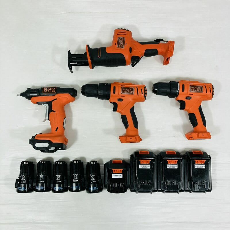 BLACK&DECKER ブラックアンドデッカー 充電式 電動工具 バッテリー まとめて 振動ドリル ドリルドライバー レシプロソー グルーガン