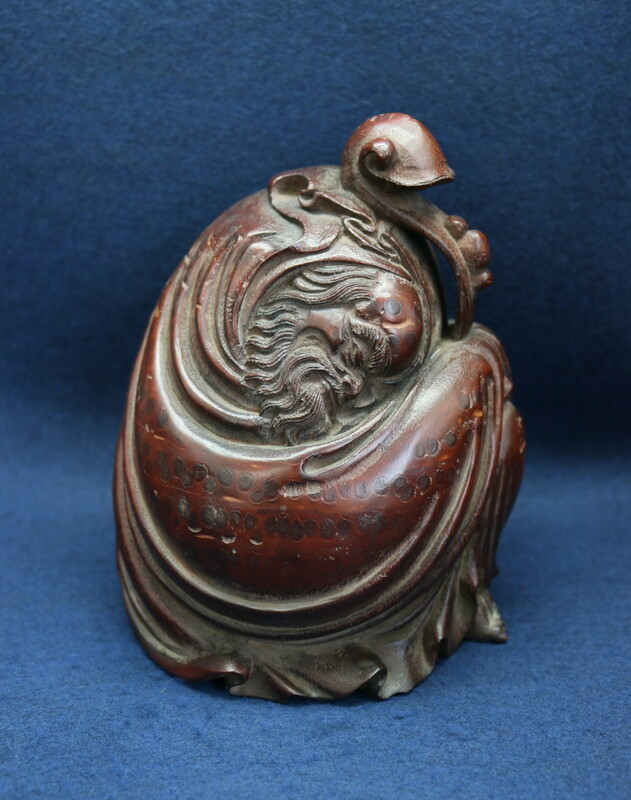 古い中国竹彫仙人　唐物　文物　美術工芸品