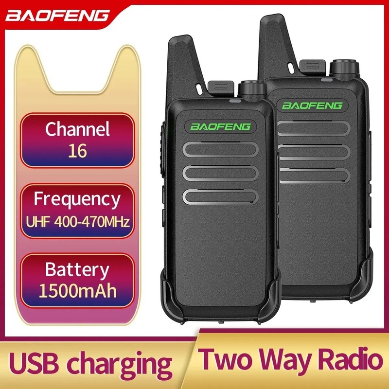 お買得◆Baofeng BF-T20トランシーバー　UHF 400-470MHz　5W　充電式　リチウムイオンバッテリー　2個セット　ブラック