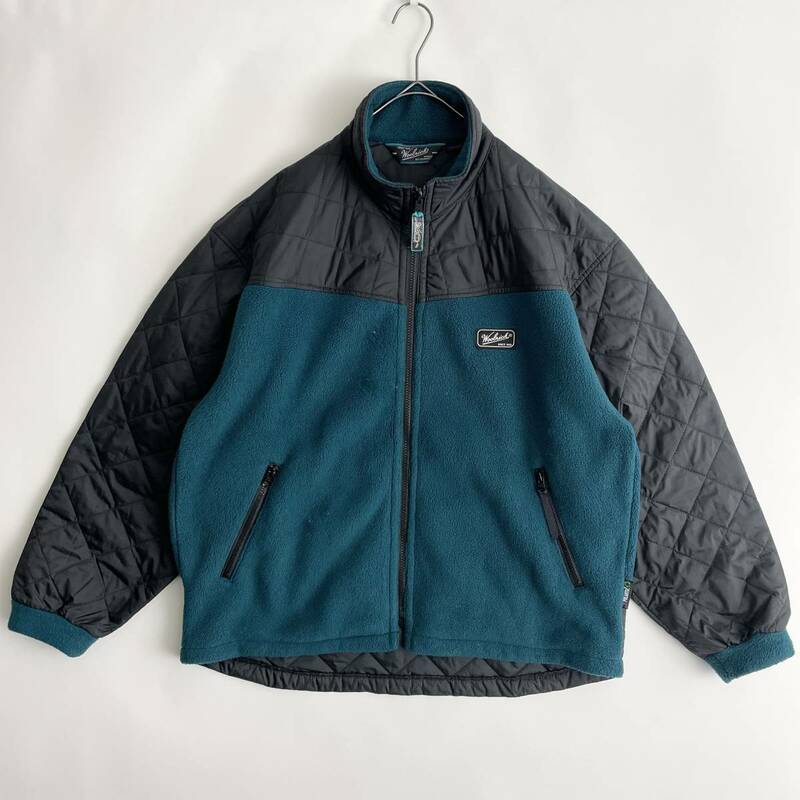 【90s/古着】WOOLRICH size/M (J) ウールリッチ 大きめ オーバーサイズ フリース キルティング ジャケット ブルゾン ブラック グリーン