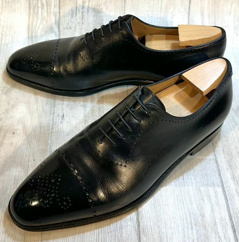 Berluti ベルルッティ◆26cm 8◆ホールカット オックスフォード 革靴 本革 ドレスシューズ ビジネスシューズ レザー 靴 Italy製 黒 メンズ