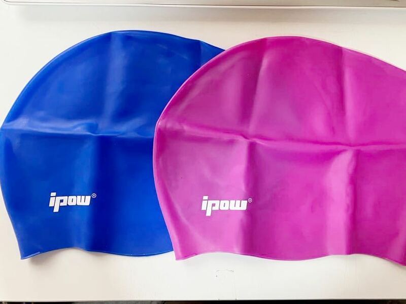 IPOW スイムキャップ　水泳帽子　シリコン　ロングヘア対応　2枚セット　ブルー　パープル　フリーサイズ スイムキャップ　プール
