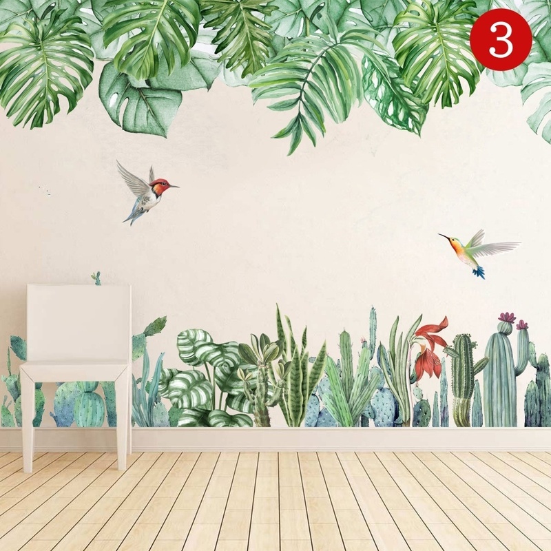 ウォールステッカー 植物 壁紙シール 花 緑 葉壁紙 壁ステッカー 鳥3番　壁シール　お風呂シール　