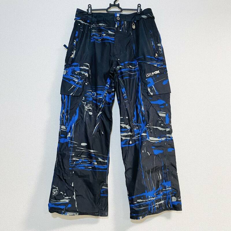 【中古】VOLCOM NIMBUS TONE PANT 迷彩 スノーボード パンツ メンズ M スノボ ウェア CAMO ブルー ブラック ボルコム スキー カーゴパンツ