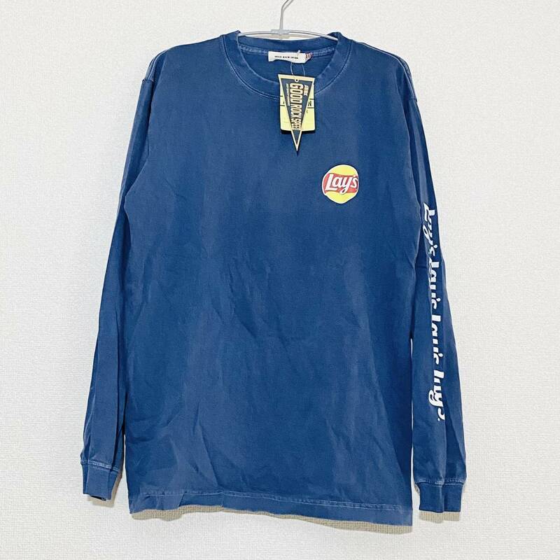 【未使用】GOOD ROCK SPEED Lay's プリント L/S Tシャツ ネイビー F レイズ Lays T-shirts 企業ロゴ 古着 グッドロックスピード