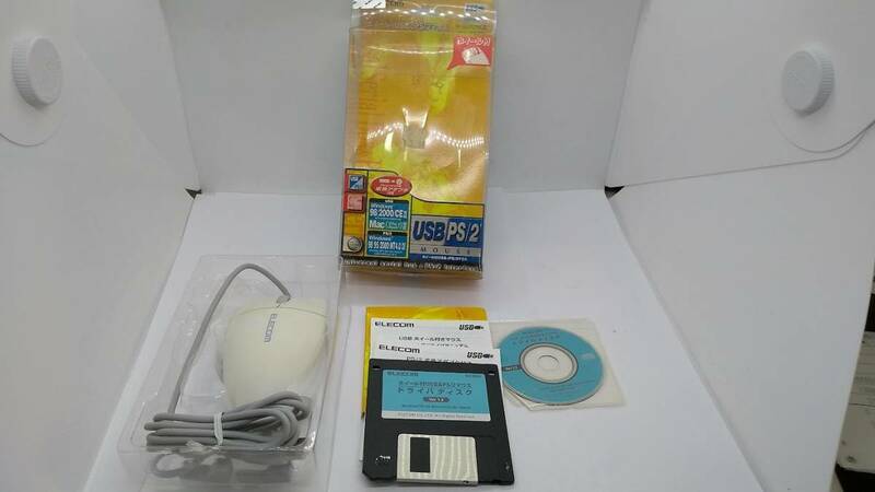 ●中古未使用品　ホイール付きマウスＵ＋Ｐライトグレー　M-WUP2Y4シリーズ M-WUP2Y4LG　USBとPS/2両用のホイール付きマウス