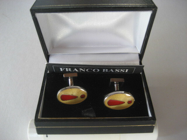 カフリンクス カフス ボタン [FRANCO BASSI] フランコ バッシ アイボリー(ポップ柄) イタリア製