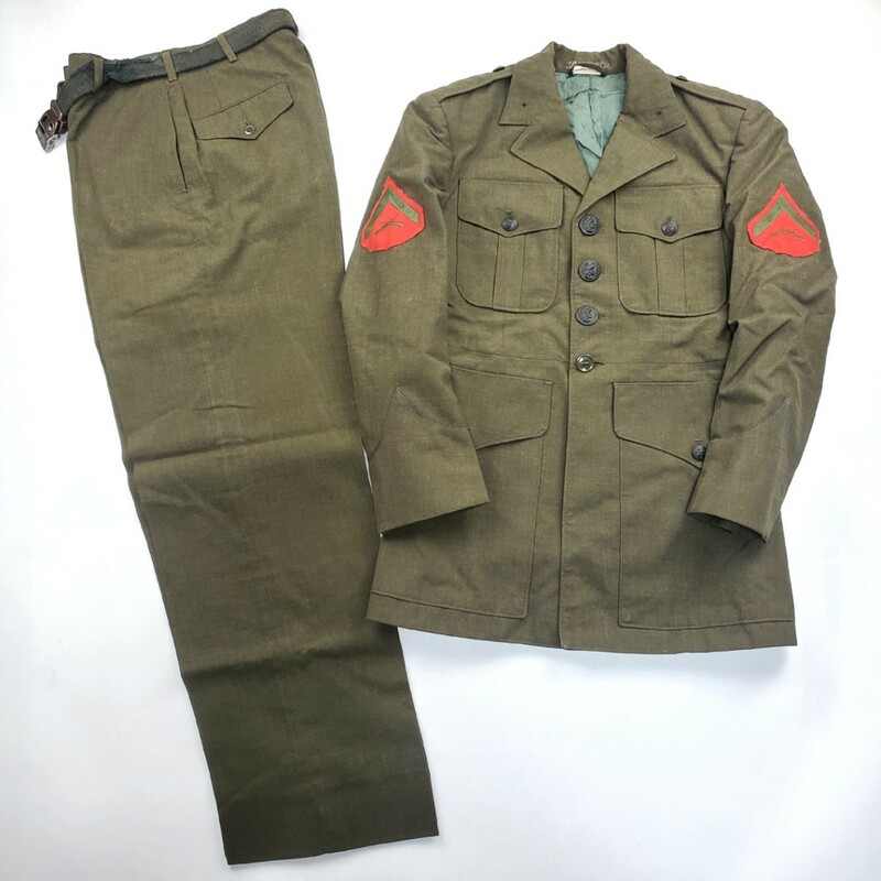 ＊b 【Vintage・ミリタリー】 USMC アメリカ 米海兵隊 セットアップ スーツ 上衣 制服 COAT コート ドレスジャケット / TROUSERS パンツ