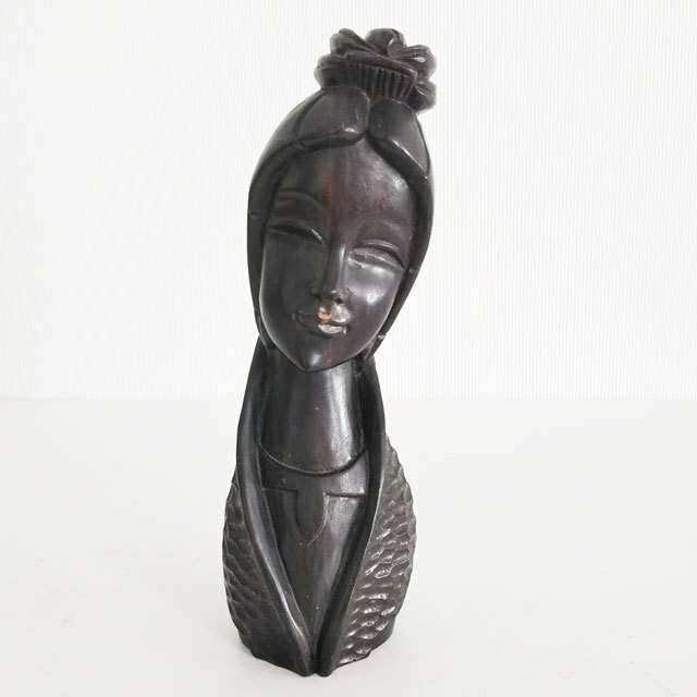 木彫り 女性像 木製 インテリア 置物 オブジェ 飾り