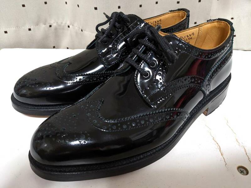 新品同様品 Tricker's トリッカーズ BOURTON バートン レザーソール パテントレザー シューズ UK6 ブラック エナメル 靴