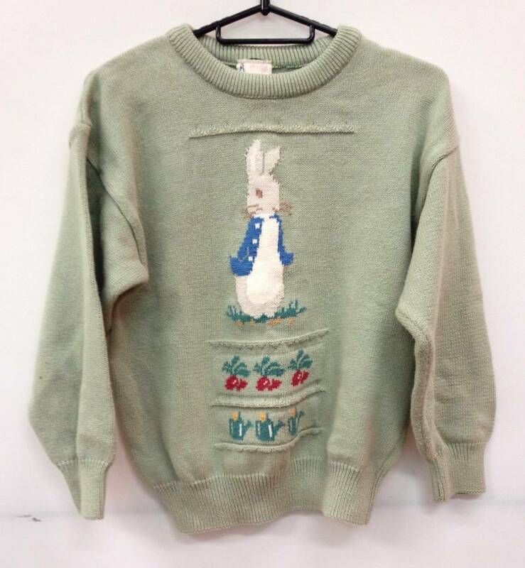 THE BEATRIX POTTER ビアトリクス ポター 長袖セーター ライトグリーン・ピーターラビット サイズS レディース 01 