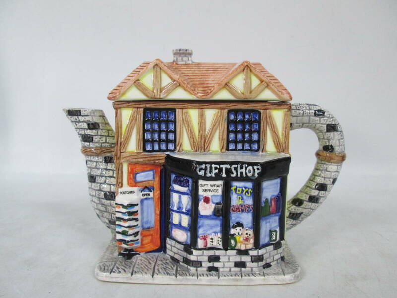 【0110i F8356】Western House The Village Collectables By Annie Rowe ティーポット型 インテリア GIFT SHOP ティーポット コレクション