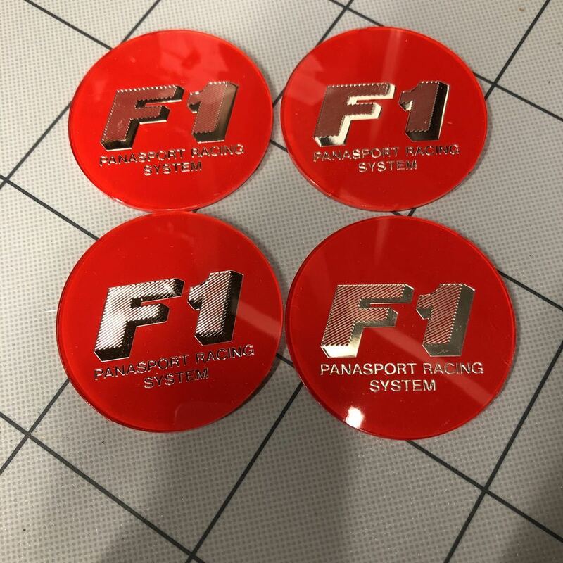 4枚セット　PANASPORTS　RACING　パナスポーツレーシング　F1　センターキャップ　オーナメントレッド　新品！58mm