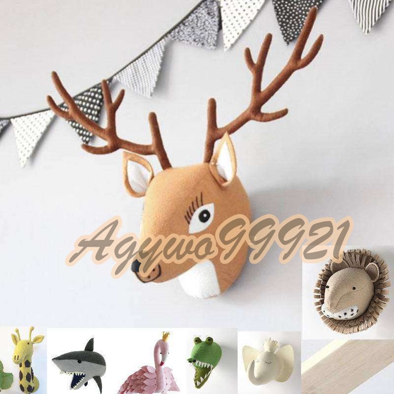 Elephant Lion Giraffe Tiger Deer Head Wall Mount Artwork Decor Doll Toys アニマル Head Wall 送料無料