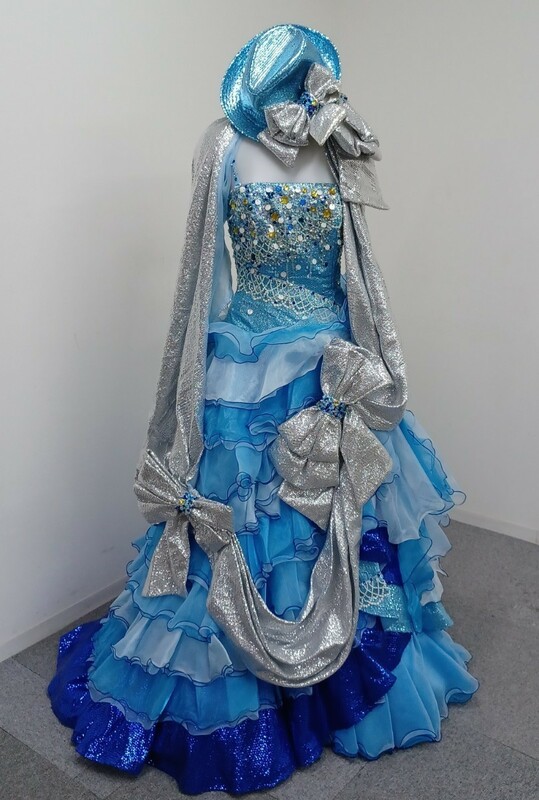  【送料無料】石) カラードレス ① 9〜13号 青　ブルー　グレース　スパンコール　 ドレス 結婚式 パーティー 衣装 ウエディング (231113)