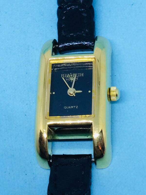 (B36)18K・３ミクロン(*'▽')ELIZABETH・エリザベス（電池交換済み）ゴールド・レディス腕時計USED（送料全国一律185円）素敵な時計です。